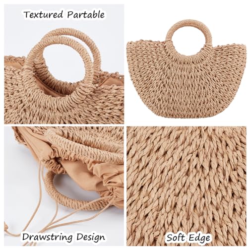 Image of GORGECFAFT Handwoven Round Rattan Bag Large Straw Bag for Women Handmade Wicker Woven Purse Straw Boho Bags
