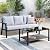 HOOOWOOO Outdoor Patio Conversation Set of 2 Pieces with Modern Outdoor Couch 3-Seat Sofa Coffee Table Wicker Outdoor Furniture Bistro Set for All Weather,Light Gray Cushion
