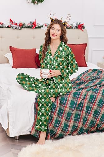 Image of Ekouaer Womens Satin Pajama Set Classic Pattern Silky Pj Sets Button Down Sleepwear Loungewear