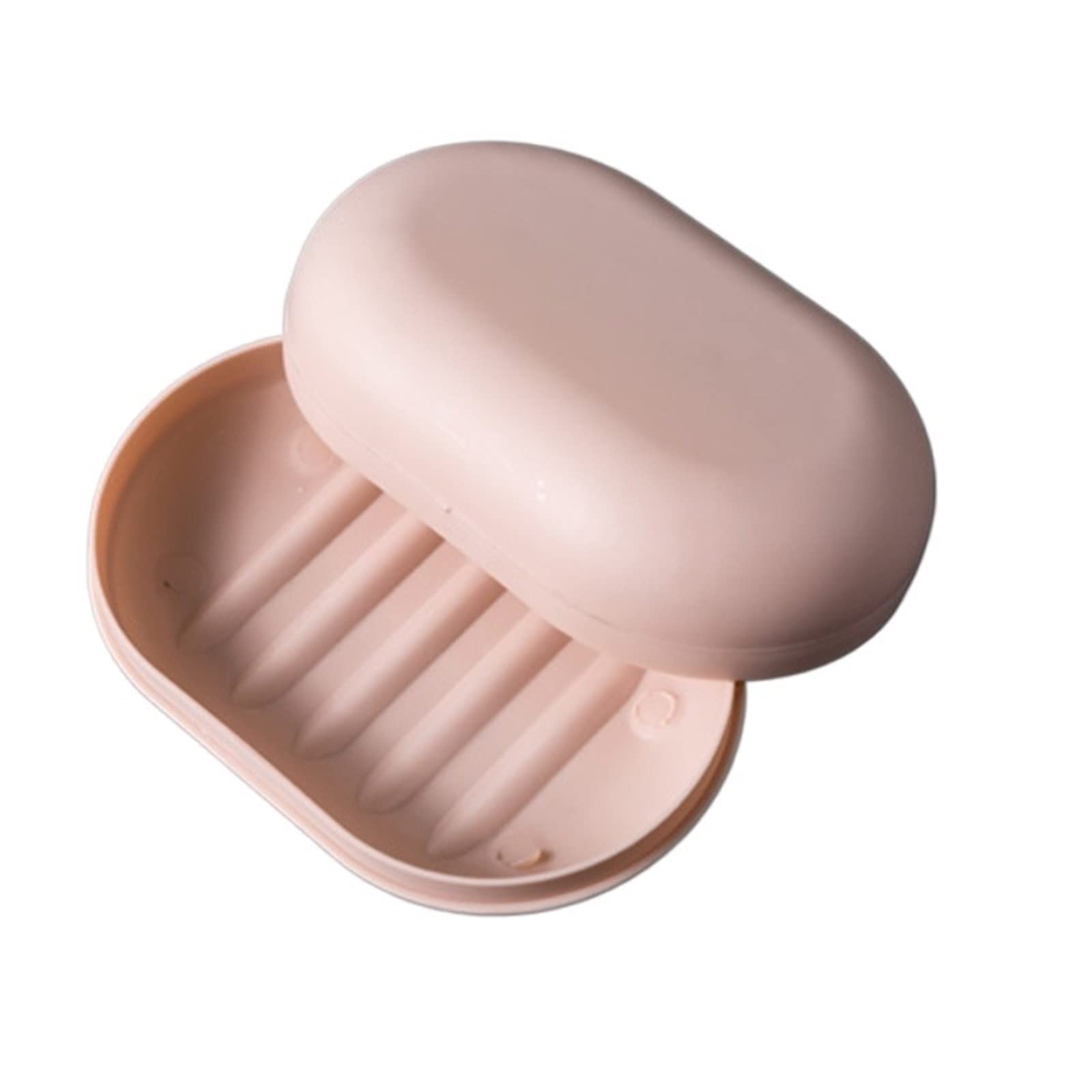 JINGYAN Soap Dishes Soap Dish with Lid Oval Box Super Sealed Storage Waterproof Travel Home Bathroom Plastic(Pink)