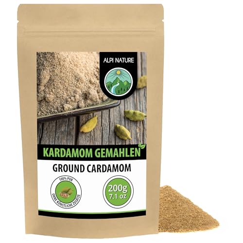 Alpi Nature Kardamom gemahlen 200g Kardamomkapseln gemahlen grüner Kardamom Samen Pulver Cardamom Pulver