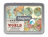 Cavallini Magnet Set Vintage Maps, 24 Assorted Magnets Packaged in a Tin