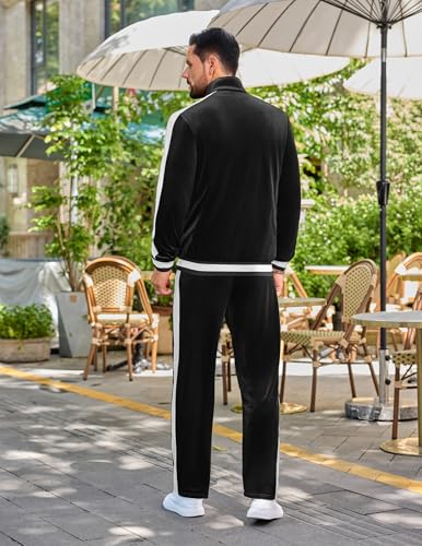 Vssjavun Men's 2 Piece Tracksuit Velour Track Suits Casual Sweatsuits Full Zip Velvet Jogging Suit Sets3