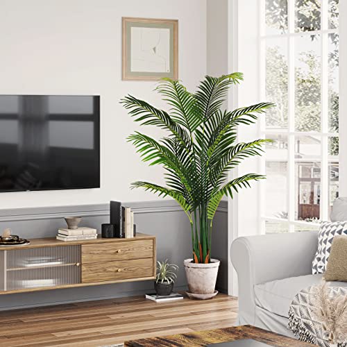 Viagdo Artificial Palm Tree 5Ft Tall Fake Palm Tree Decor With 11 Detachable Trunks Faux Tropical Palm Silk Plant Feaux Dypsis Lutescens Plants In Pot For Home Office Living Room Floor Decor Indoor #TOP6