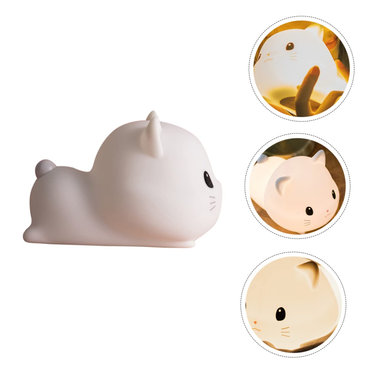 Gadpiparty 1pezzi Lampada Notturna Forma di Gatto Luce da Tavolo Morbida senza Luce Intensa Lampada da Notte USB Comoda per Dormire Decorativa per Interni