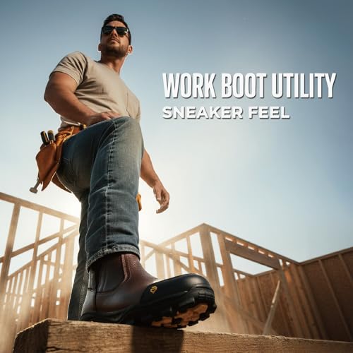 SUREWAY Mens Slip On Chelsea Work Boots for Men,Extremely Comfortable,Thicker Genuine Leather,Superior Oil/Slip Resistant Rubber Sole2