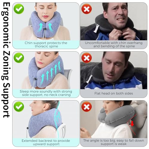 eemol Neck Pillows for Traveling, Neck Pillow for airplane pillow 100% Pure Memory Foam Travel Pillow for Flight Headrest Sleep, Travel essentials,Driver Neck Pillow,