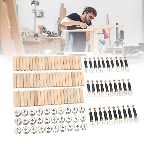 Cam Fittings with Dowel Pre Inserted Nut Connectors for Cabinet Furniture 3 in 1 Connecting Rod, Black - Image 4