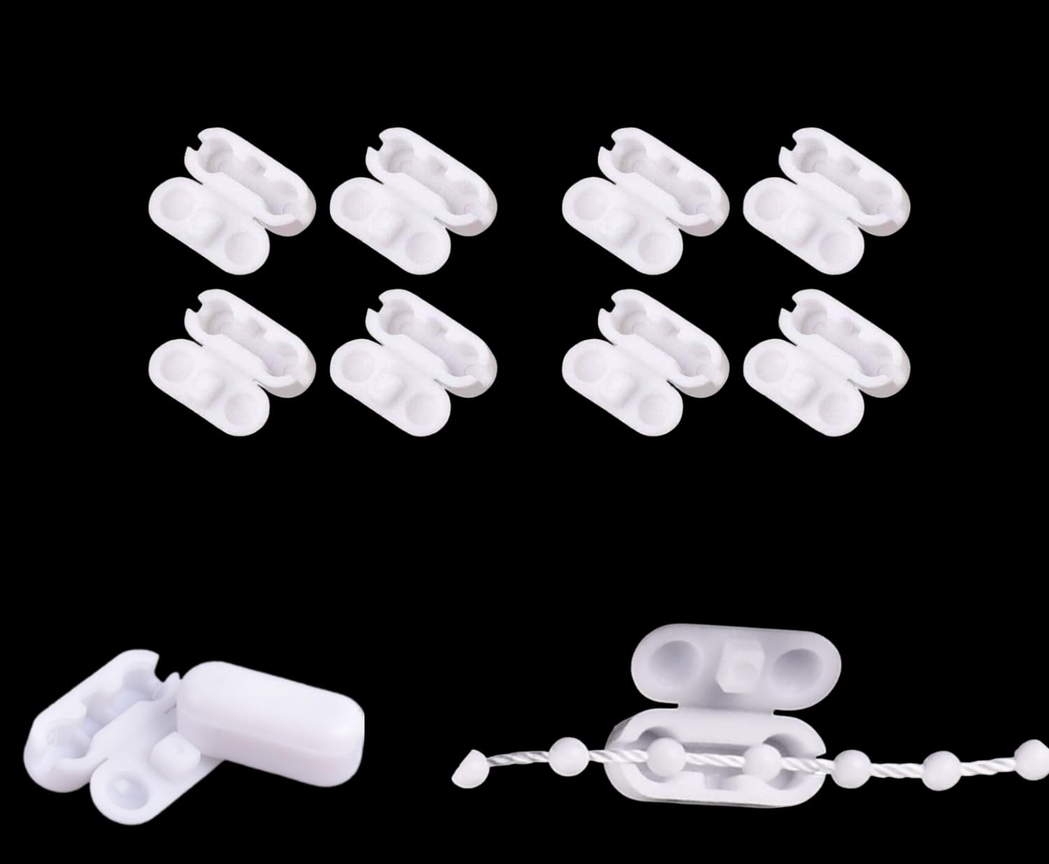 Rokel Plastic-8Pcs Roller Blind Chain Connectors – 8 Pcs Plastic Blind Cord Connector Clips For Roman & Vertical Blinds – Easy Fit Window Blind Repair Parts (Plastic-8Pcs)