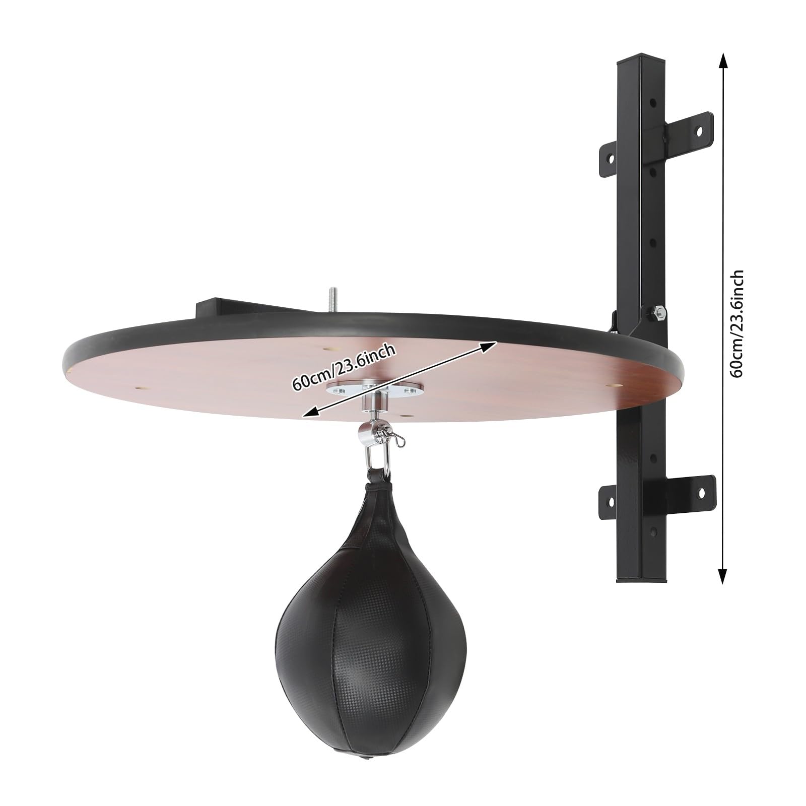 Speed Bag Plate-forme pour entraînement de boxe, avec acier, bois et polyuréthane, hauteur réglable de 30 cm, montage mural, maison, gym, gym, sac de frappe, punching, balle de réflexe, pour adultes