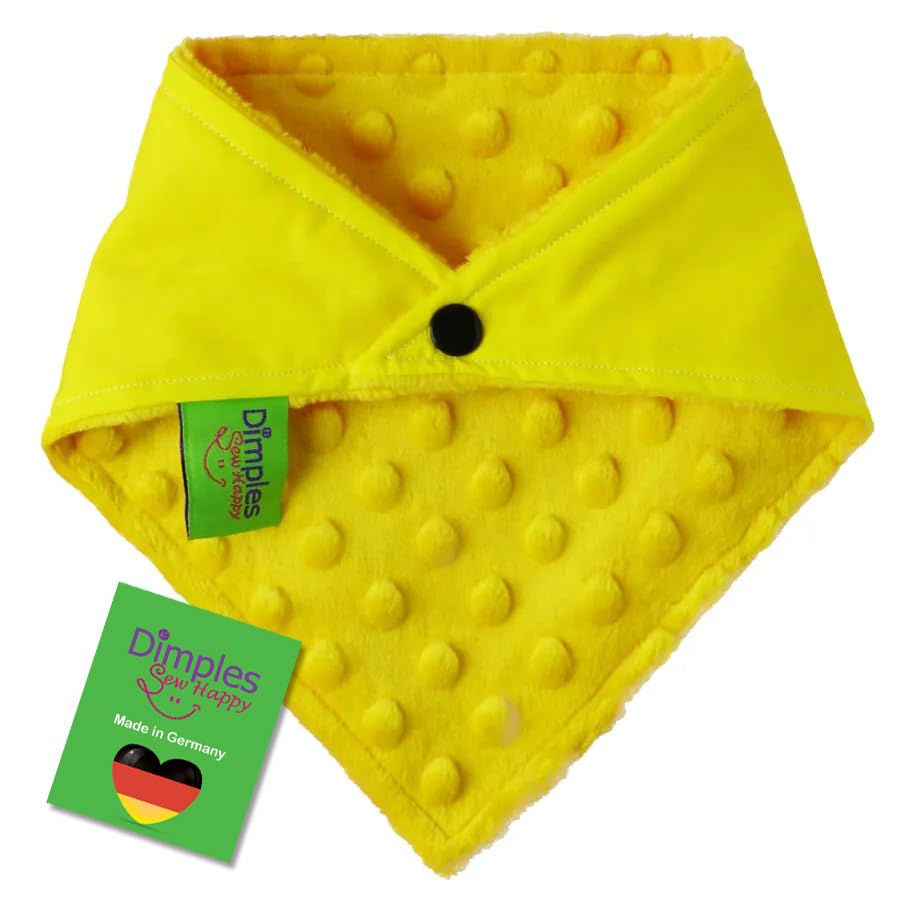 Dimples Hundehalstuch Gelb - Abstand Halten - Bitte Hund Nicht anfassen - Warn Halstuch, Bandana, Dreieckstuch für Hunde, die nervös, ängstlich, läufig, bissig oder in Ausbildung sind, Geschenk 30cm