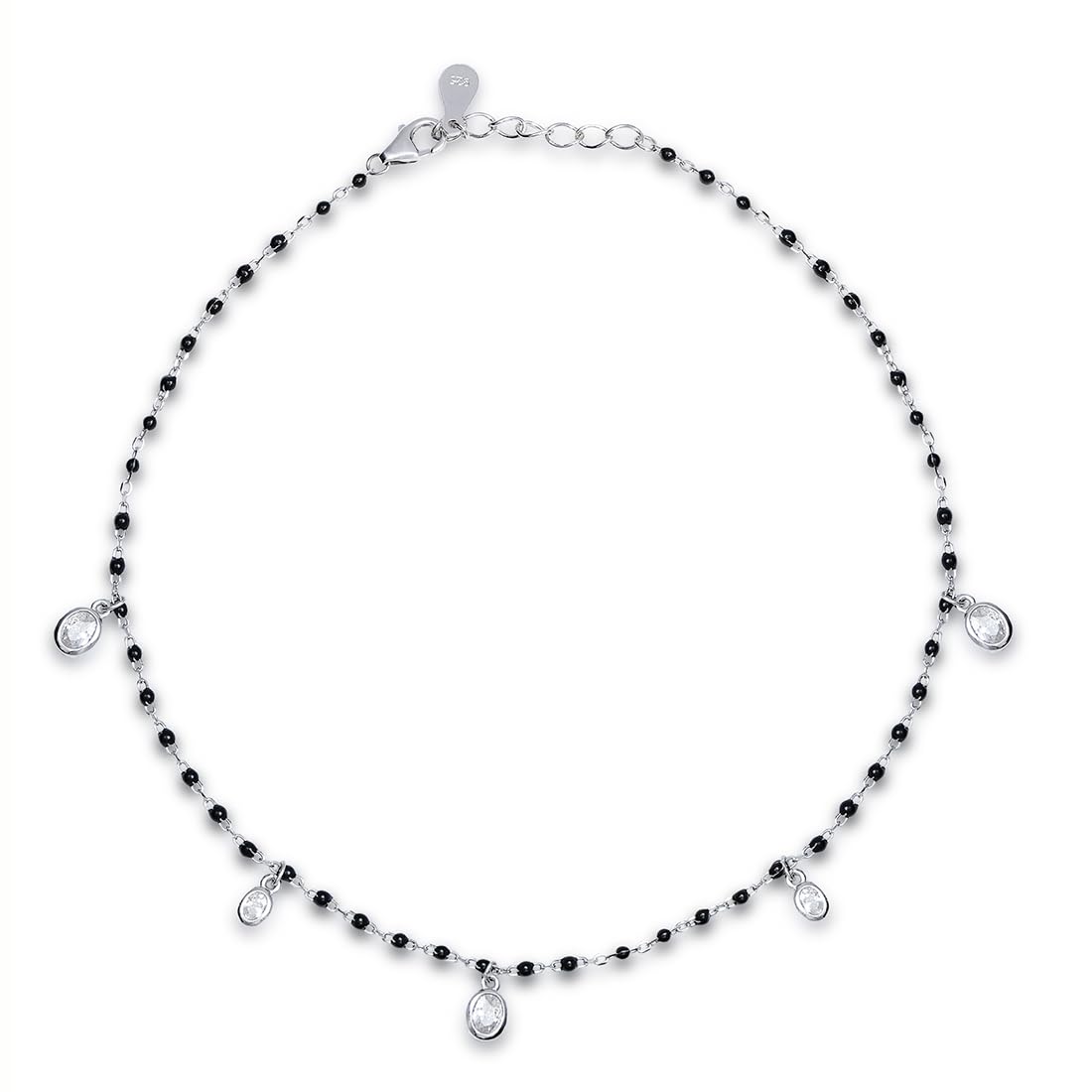 zavya 925 Sterling Silver Cubic Zirconia Gentle Rhodium Plating Chain Anklet (Single) | Gift for Women & Girls | With Certificate of Authenticity & 925 Stamp|Mother's Day-picture-8