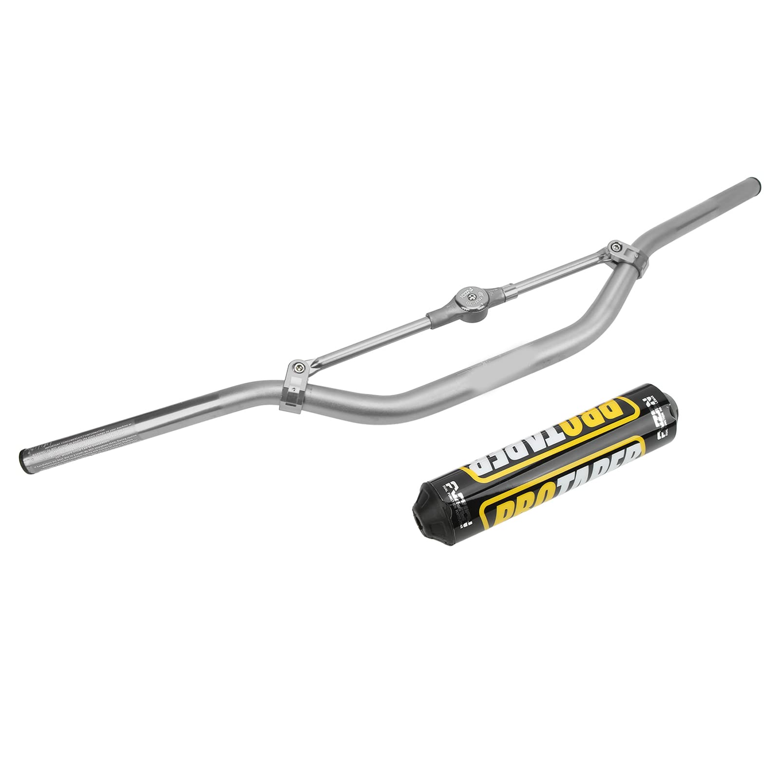 Cocoarm Kierownica Motocykla, Kierownica ze Stopu Aluminium CNC z Uchwytami z Gąbki, Adapter 28 Mm, Rozmiar Montażowy 22 Mm, Uniwersalny do Skutera Dirt Bike Motocross Street Bike (Czarny i srebrny)