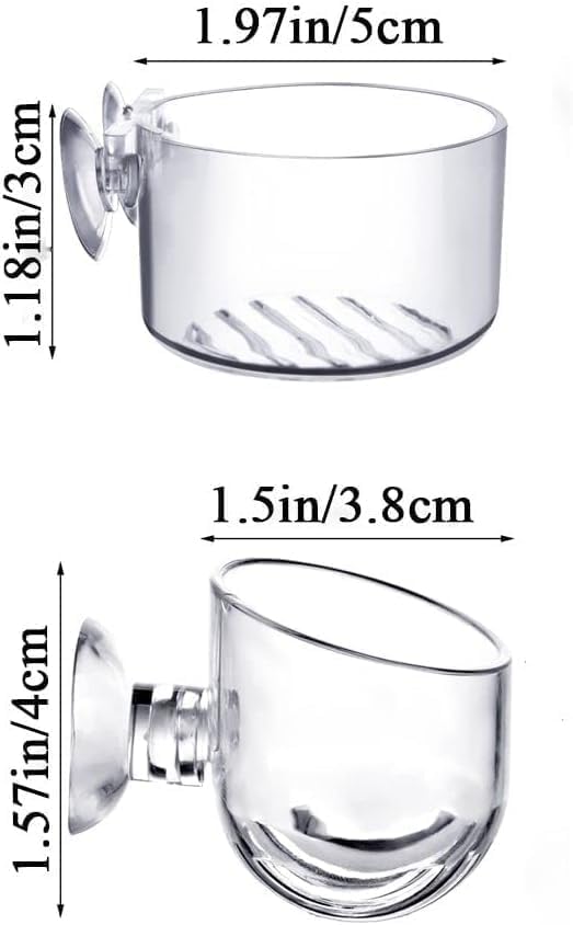 2 Pcs Aquarium Plant Pot, Glass Fish Tank Plants Holder Aquarium, Decoration Plants Cup with Suction Cups for Fish Tank Ornament Décor, Plastic