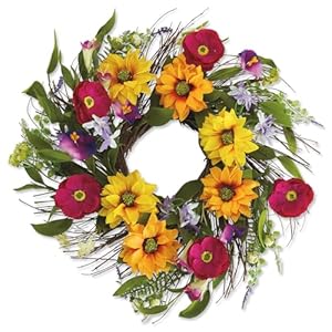 Lillian Vernon Sunflower Summer & Fall Floral Wreath - Seasonal Front Door Decorations, Indoor & Outdoor Porch, Home, & Wedding Decor, Large 20 Inch Decorative Wreaths Lillian Vernon Sunflower Summer Fall Floral Wreath Seasonal Front Door Decorations Indoor Outdoor Porch Home Wedding Decor Large 20 Inch Decorative Wreaths