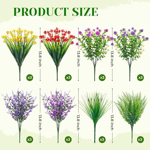 Der Rose 24 Bundles UV Resistant Fake Flowers Artificial Flowers for Outdoors for Garden Patio Porch Window Box Decor image 6