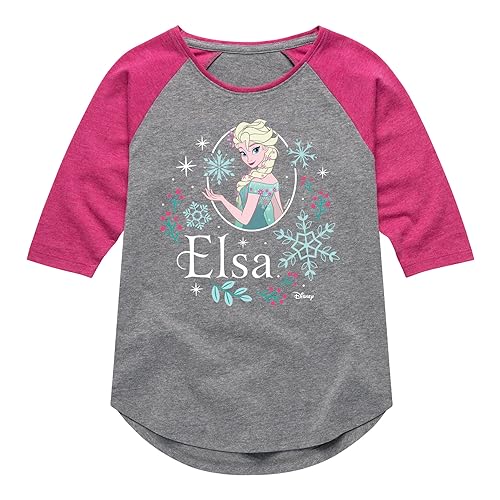 Disney Frozen - Winter - Elsa & Snowflakes - Toddler & Youth Girls Raglan Graphic T-Shirt