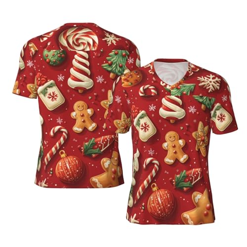 Stylish Athletic Sports Jersey Christmas-Candy-Canes-Ginger Men's Rugby Jersey Small