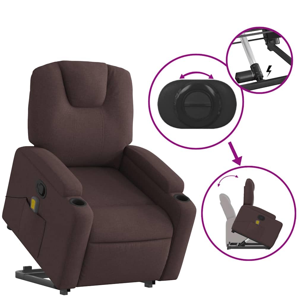 Sillón reclinable eléctrico elevable para mayores Marrón 74x88x97 cm