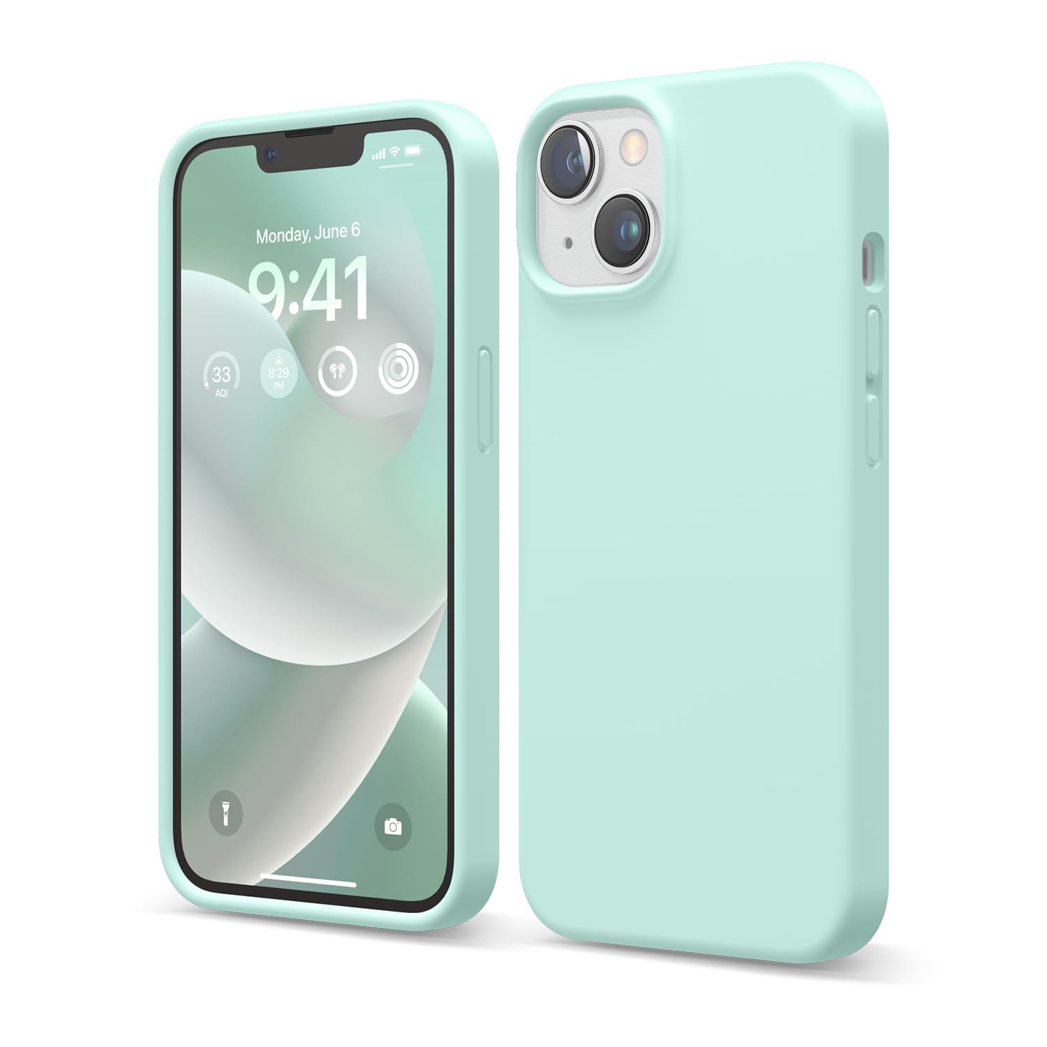 elago Liquid Silicone for iPhone 14 case cover Full Body Protection, Shockproof, Slim, Anti-Scratch Soft Microfiber Lining - Aqua Sky