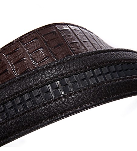 Mens Luxury Alligator Solf Ratchet Replacement 38mm Wide Leather Belts Straps For Men No Buckle2