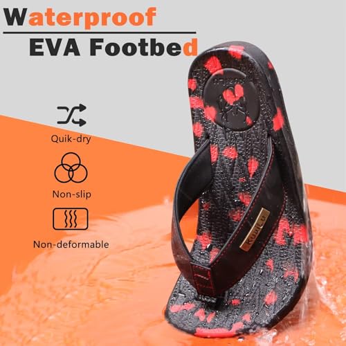 Image of KuaiLu Mens Flip Flops Arch Support Comfortable Summer Beach Thong Sandals Yoga Foam Cushion Slip on Slippers