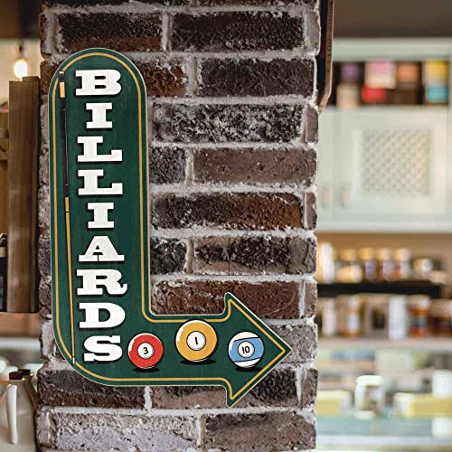 Billiards Arrow Wood Wall Decor - Vintage Billiards Sign for Game Room or Man Cave - Image 5