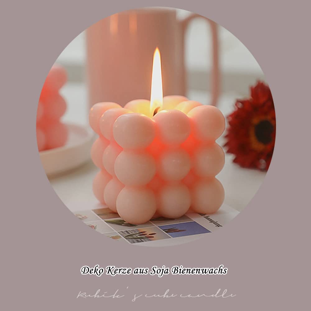 Set Di 2 Candele Artistiche In Cera Di Soia: Una A Forma Di Corpo Femminile E Una A Cubo Con Bolle, Profumate, Decorazione Per Camera Da Letto E Bagno - 3