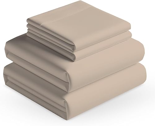 Saaz Linen Juego de sábanas de 4 piezas, 100% algodón egipcio de 1000 hilos, bolsillo profundo de 16 pulgadas, suave, colección de ropa de cama de