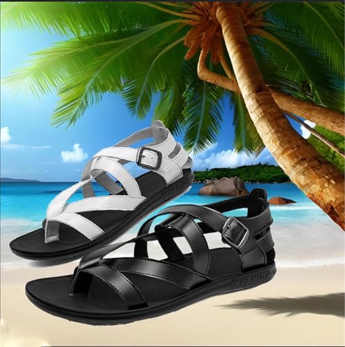 Men Toe Corrector Sandal, Summer Cross Strappy Adjustable Metal Buckle Strap Bunion Sandals, Retro Soft Orthopedic Flat Beach Shoes, for Indoor Outdoor, Heartwarming Men Birthday Ideas4