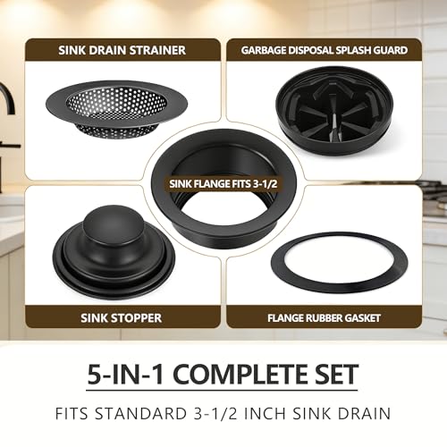 Kit 5 piezas para desechos cocina negro mate miniatura 3