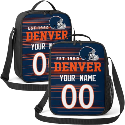 Image of Denver Lunch Bag Custom Name and Number Personalized Gifts | Custom Personalized Lunch Box for Men Women