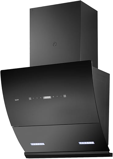 KAFF LYRA DHC 60 Filter-less Auto Clean Slant Kitchen Chimney 60 CM with 1250 m3/hr Suction Capacity, Touch with Motion Sensor Control, Motorized…