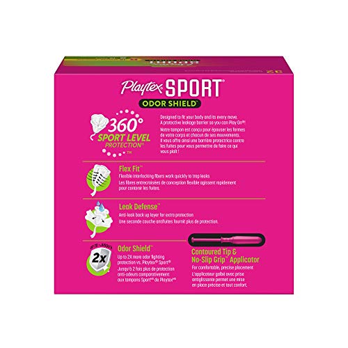 Image of Playtex Sport Odor Shield Tampons Multipack (16ct Regular /16ct Super), Unscented, Tampons Regular and Super, Playtex Tampon Multipack, Feminine Care with 360 Leak Defense, 32 Count, (Pack of 2)