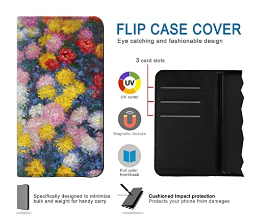 Housse cuir Google Pixel 10 Claude Monet Chrysanthemums étui clapet - 4