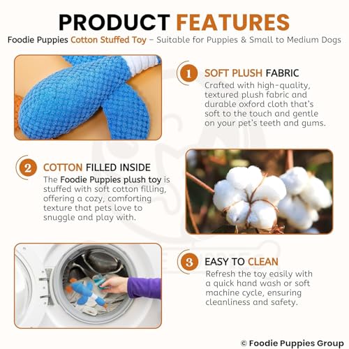 Image of Foodie Puppies Interactive Dog Squeaky Plush Toy - (Blue Swan) | Durable Crinkle Papered, Cotton Stuffed Chew Toy for Teething, Cuddling, Playing and Training | for Small to Medium Dogs (Size: 30cm)