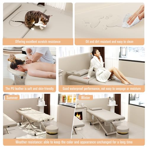 Image of Dolonm Electric Massage Table, Heavy Duty Electric Lift and Backrest 2 Motor Adjustable for Treatment /Medical Spa /Facial Bed /Beauty Bed /Massage and More - 31.2 Wide x 75 Long, Beige Gray