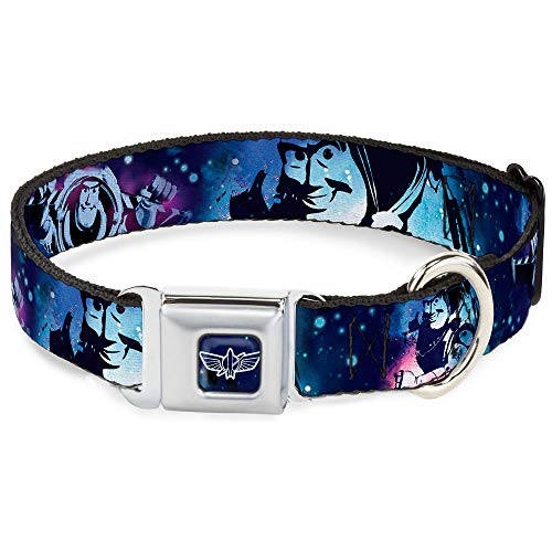 Dog Collar Seatbelt Buckle Buzz Lightyear Poses Galaxy Blues 18 to 32 Inches 1.5 Inch Wide