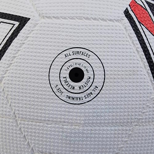Mitre Super Dimple Fußball | Perfekt für Futsal, für Hartplatz und Halle Fußball, Weiß/Schwarz/Bib-Rot, 3