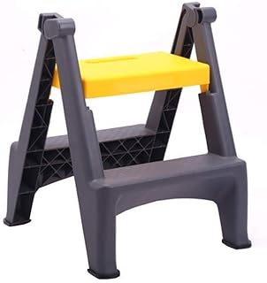 YGCBL Taburete plegable multifunción, taburete de plástico para interiores, escalera de plástico grueso, escalera multifunción, color amarillo, escalera de dos etapas