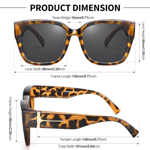 Image of URUMQI Polarized Sunglasses Fit Over Glasses Women Men UV400 Trendy Shades