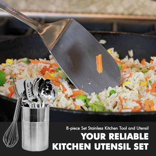 Chef Craft - 8 Piece Stainless Steel Kitchen Utensils Set with Utensil Holder - Image 6