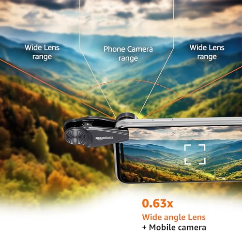 Image of Amazon Basics 3 in 1 Mobile Camera Lens Kit | Super Wide Angle Lens | 198 Fisheye |15X Macro Lens
