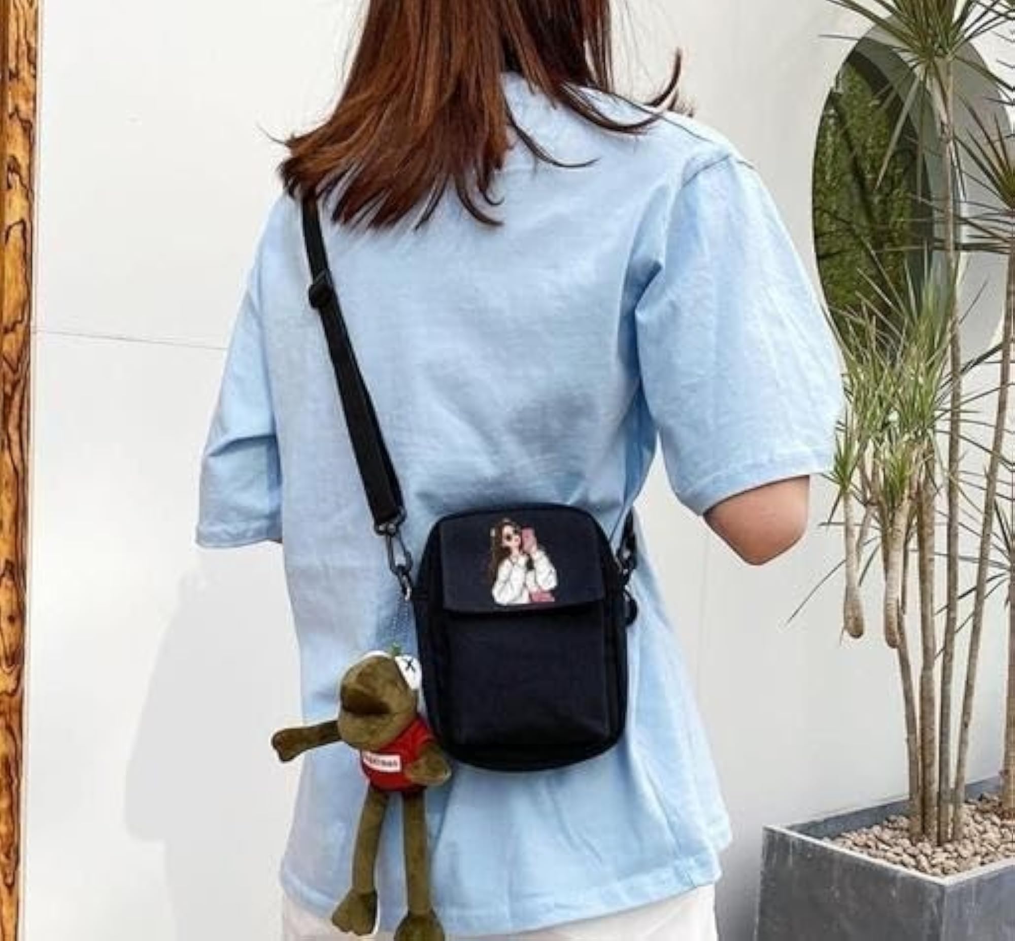 Compact Canvas Crossbody Bag, Durable Sling Bag