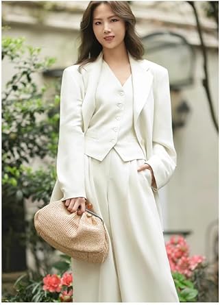 Women's Formal Suit 3-Piece Notch Lapel Jacket Vest Pants Prom Business Tuxedos