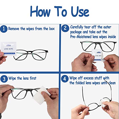 image for VISUMALL Eyeglass Cleaner Lens Cleaning Wipes-200 Individual Wrapped