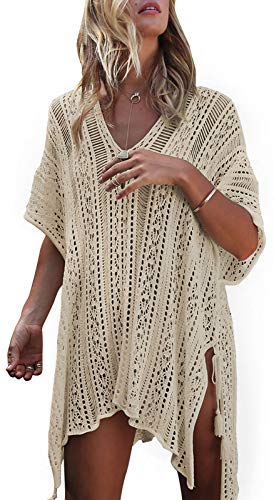 shermie Swimsuit Cover ups for Women Loose Beach Bikini Bathing Suit Cover up Beige