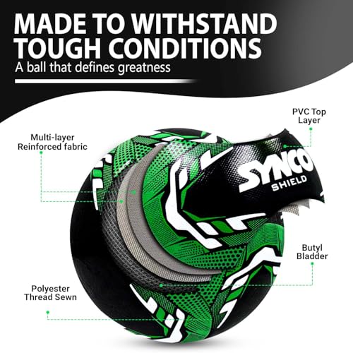 Image of Synco Football Shield | PVC Machine Stitched | 6 Panel Soccer Ball | Football for Training & Practise Sessions | Suitable for Soft & Turf Ground | Soccer Ball Size 5