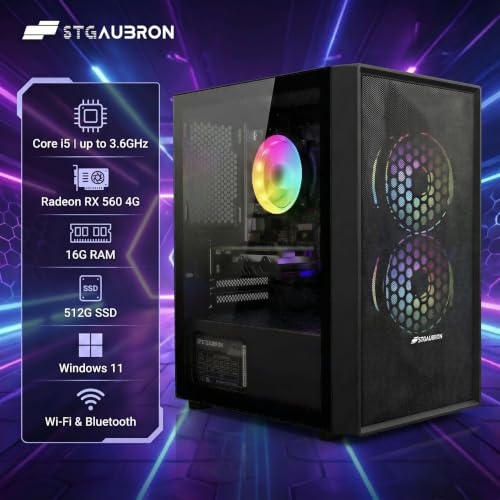 Image of STGAubron Gaming PC Desktop,Core I5,RX 560 4G,16G RAM,512G SSD