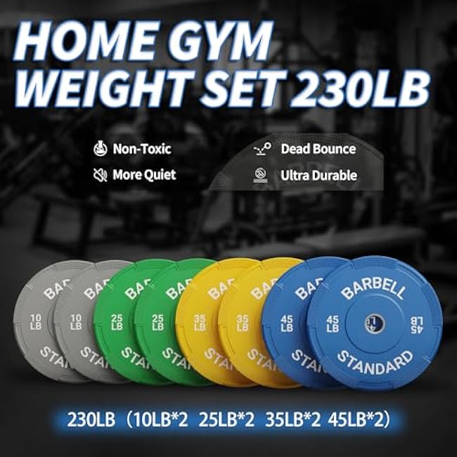 Mikolo Weight Plates 2 Inch, Bumper Plates with Enhanced Grip, Olympic Weight Plates for Strength Training and Weight Lifting